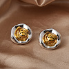 Irregular Flat Round Brass Stud Earrings EJEW-Q391-17G-1