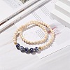 Natural Wood  & Porcelain & Synthetic Hematite Round Beaded Necklace for Women NJEW-JN03874-2