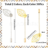 40Pcs 2 Styles Leaf Stainless Steel Round Tray Stick Lapel Pins JEWB-SC0001-75D-2