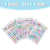 SUPERFINDINGS 8 Sheets 8 Styles 3D Gems Earring Stickers for Girls DIY-FH0005-30-2