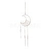 Natural Quartz Crystal Chips Moon Wind Chime HJEW-M004-17-2