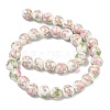 Handmade Flower Printed Porcelain Ceramic Beads Strands PORC-M007-10mm-07-5