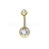 304 Stainless Steel Clear Cubic Zirconia 15 Gauge Round Belly Button Rings WGFD174-02-1