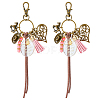 2Pcs Horse Theme Alloy & Glass & Acrylic Pendant Decorations HJEW-FH00082-1