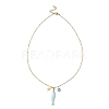 Brass Enamel Evil Eye & 304 Stainless Steel Fish Charms 304 Stainless Steel Chains Necklaces for Women NJEW-JN06382-01-3