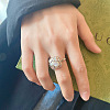 Square Rhodium Plated 925 Sterling Silver with Natural Baroque Freshwater Pearl Finger Rings for Women FS-WGEDC89-01-4