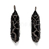 Natural Obsidian Big Wire Wrapped Pendants G-T133-R02H-1