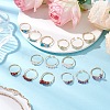 3Pcs Natural Mixed Stone Bead Finger Ring RJEW-JR00855-1