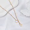 1Pc Letter & Heart Stainless Steel Lariat Necklaces for Women NJEW-LP0002-87G-P-3