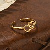 Heart 304 Stainless Steel Open Cuff Rings RJEW-R014-03G-01-3