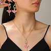 Ballet Girl Alloy Rhinestone Dangle Earring & Pendant Necklaces Sets for Women FS-WG8CE25-03-3