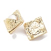 Rhombus Natural Pearl Stud Earrings with Brass Micro Pave Cubic Zirconia and 925 Sterling Silver Pins EJEW-P256-86G-2