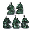 Carved Synthetic Malachite Pendants G-N0327-002H-1