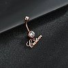 316L Surgical Stainless Steel Crystal Rhinestone Customized Letter Dangle Bell Rings WG2E06F-03-1