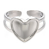 Non-Tarnish 304 Stainless Steel Heart Cuff Rings RJEW-N038-118P-3