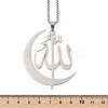 201 Stainless Steel Moon & Arabic Pendants Box Chain Necklaces for Women Men LS-NJEW-R013-02P-5