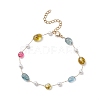 Natural Mixed Gemstone Nuggets & Glass Beaded Anklet AJEW-AN00536-2