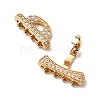 Brass Micro Pave Clear Cubic Zirconia Fold Over Clasps KK-C075-33G-2