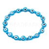 Mixed Gemstones Handmade Evil Eye Lampwork Beaded Stretch Bracelets BJEW-JB10208-3