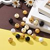 160 Pcs 4 Colors Bee Honey Color Painted Natural Wood Round Beads X1-WOOD-LS0001-01O-4