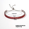Brass Light Siam Rhinestone Box Chain Slider Bracelets for Women TG7650-5-1