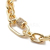 Brass Cable Chain Bracelet with Clear Cubic Zirconia Locking Carabiner for Men Women BJEW-JB08918-4
