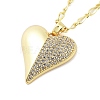 Brass Micro Pave Clear Cubic Zirconia Link Chain Heart Pendant Necklaces for Women NJEW-M009-02G-B-1