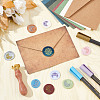 Brass Wax Seal Stamps with Rosewood Handle AJEW-WH0412-0192-4