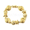 Summer Beach Brass Micro Pave Clear Cubic Zirconia Starfish & Shell Shape Link Chain Bracelets LS-BJEW-C118-02A-G-5