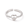 Clear Cubic Zirconia Double Heart Open Cuff Ring RJEW-H127-30P-2
