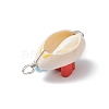 Natural Cowrie Shell & Handmade Polymer Clay Copper Wire Wrapped Pendants PALLOY-JF03818-02-5