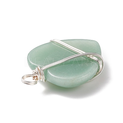 Natural Green Aventurine Pendants PALLOY-JF01663-02-1