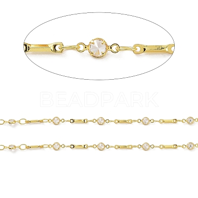Real 18K Gold Plated Brass Flat Round & Bar Link Chains CHC-C001-08G-1