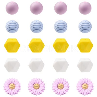 5 Styles Food Grade Eco-Friendly Silicone Beads SIL-FS0001-24-1