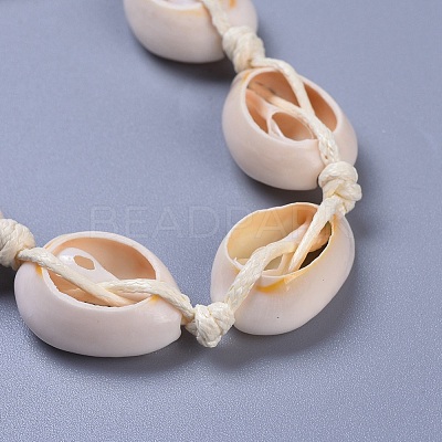 Adjustable Cowrie Shell Braided Bead Bracelets BJEW-JB04278-1