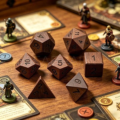 Natural Wood Polyhedral Dice Set WOOD-A027-01B-1