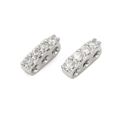 Brass Micro Pave Clear Cubic Zirconia Spacer Bars KK-P302-20P-1