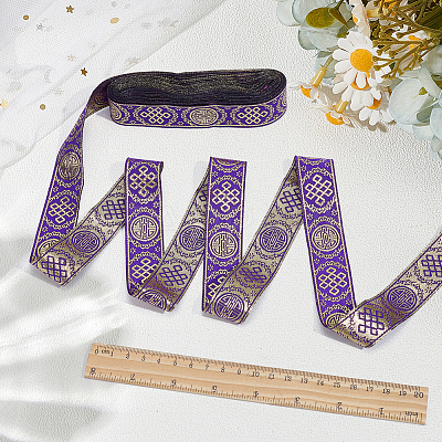 Ethnic Style Polyester Jacquard Ribbon OCOR-WH0078-478B-05-1