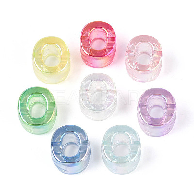 UV Plating Transparent Acrylic European Beads OACR-M027-02O-1