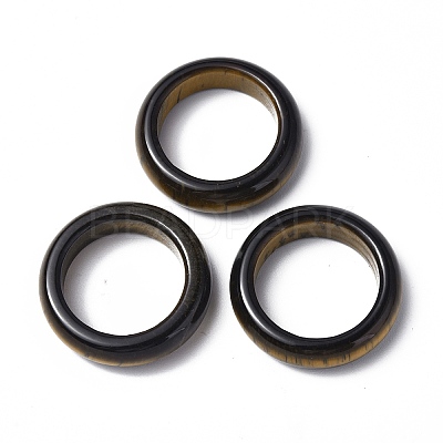 Natural Tiger Eye Plain Band Ring RJEW-P044-01A-07-1