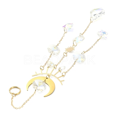 Glass Teardrop/Star Pendant Decorations HJEW-JM01170-1