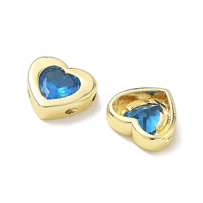 Valentine's Day Brass Pave Cornflower Blue Glass Beads KK-A300-06G-1