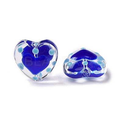 Glass Heart Beads GLAA-D005-01G-1