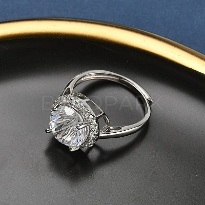 925 Sterling Silver Micro Pave Cubic Zirconia Finger Rings RJEW-B134-01A-03-1
