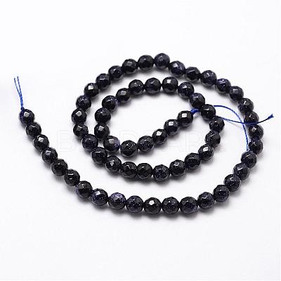 Synthetic Blue Goldstone Beads Strands G-D840-14-4mm-1