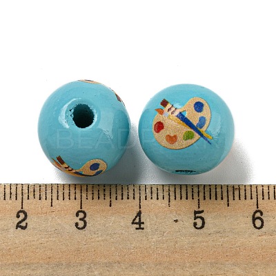 Printed Wood European Beads WOOD-L020-D08-1