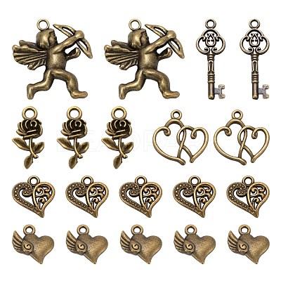 60Pcs 6 Style Tibetan Style Alloy Pendants FIND-LS0001-32AB-1
