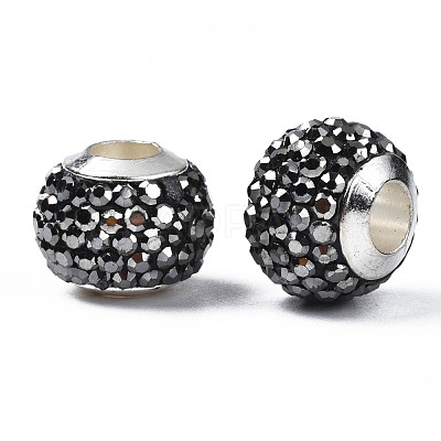 Handmade Polymer Clay Rhinestone European Beads RB-N053-001-04-1