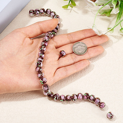 1 Strand Handmade Lampwork Inner Flower Rondelle Beads Strands LAMP-TA0002-72B-1