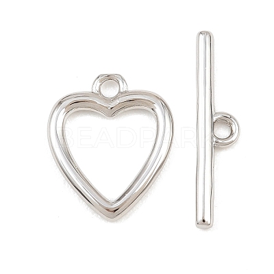 Heart Brass Toggle Clasps KK-G548-43P-03-1